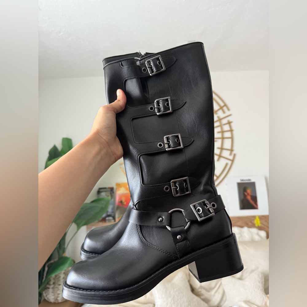 Wild Fable Black Moto Boots with Buckles